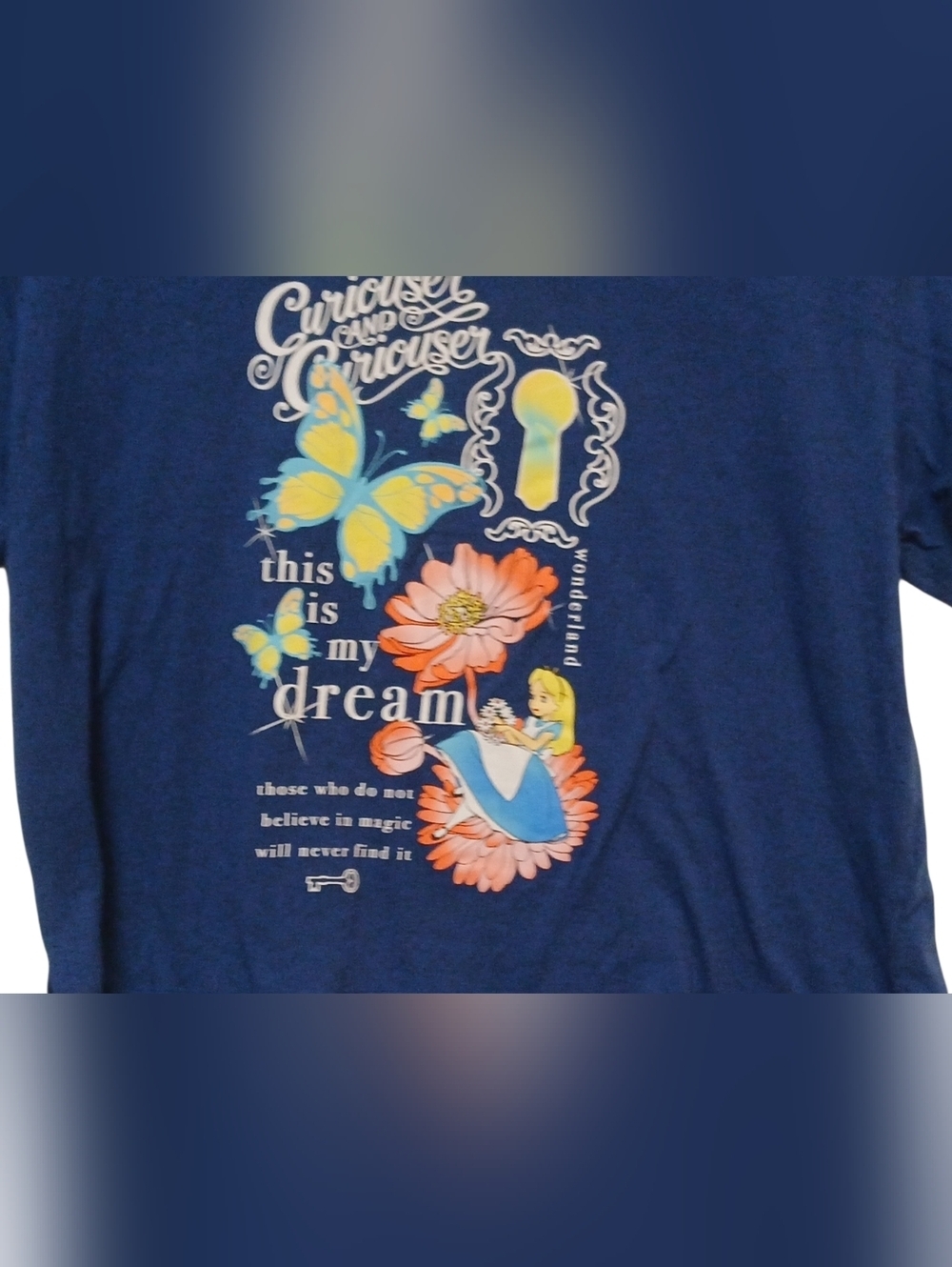 Disney - Snow White & Butterflies, Blue Tee Shirt, Crew Neck, Short Sleeves, - Picture 4 of 7